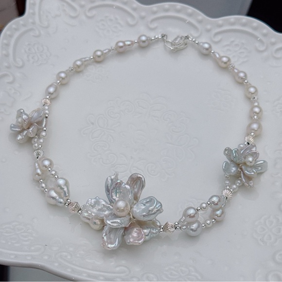 X528 Handmade Freshwater Baroque Pearl Choker Necklace - Picture 3 of 8